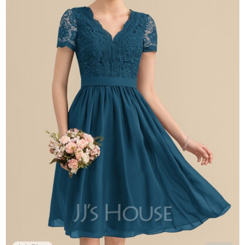 JJs House A-Line V-neck lace knee length dress